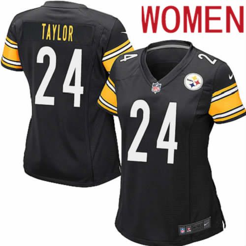 Women Pittsburgh Steelers #24 Ike Taylor Nike Black Game Player NFL Jersey